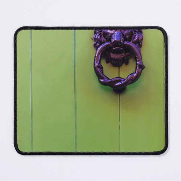 Item preview, Vintage Lion Head Door Knocker On Bright Green Wooden Door With Vertical Panels And Detail designed and sold by Nmallia.