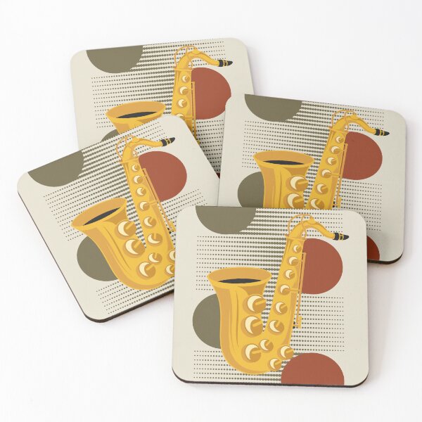 Item preview, Bauhaus Saxophone Print | Vintage Earth Tone Geometric Jazz Illustration | Mid Century Modern Music Design designed and sold by Studio pod Burom.