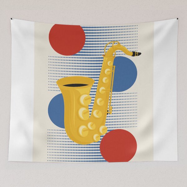 Item preview, Bauhaus Saxophone Print | Mid Century Modern Jazz Design | Geometric Abstract Music Illustration | Primary Colors designed and sold by Studio pod Burom.