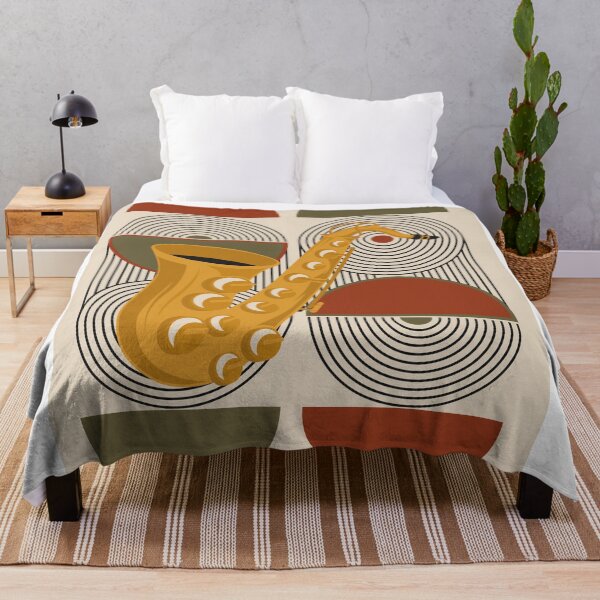 Item preview, Bauhaus Saxophone Art | Sage Green & Terracotta Mid Century Modern Print | Geometric Jazz Music Print designed and sold by Studio pod Burom.