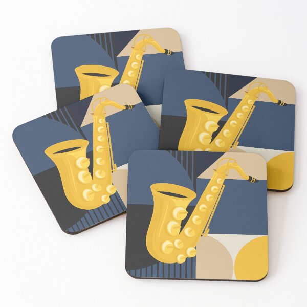 Item preview, Minimalist Bauhaus Saxophone | Modern Jazz Art | Geometric Brass Instrument Illustration | Mid-Century Music Print designed and sold by Studio pod Burom.