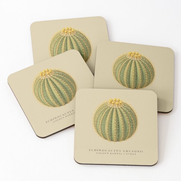 Item preview, Golden Barrel Cactus Vintage Botanical Illustration Echinocactus Grusonii designed and sold by Panom Suavichien.