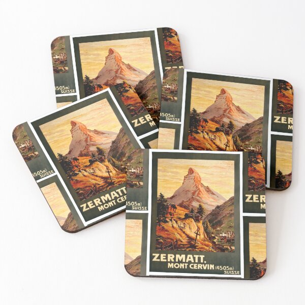 Item preview, Vintage Travel Poster | Zermatt Switzerland | Mont Cervin & Matterhorn | Sunrise Sunset Art | Swiss Alps Scenic Decor designed and sold by artofuniverse.