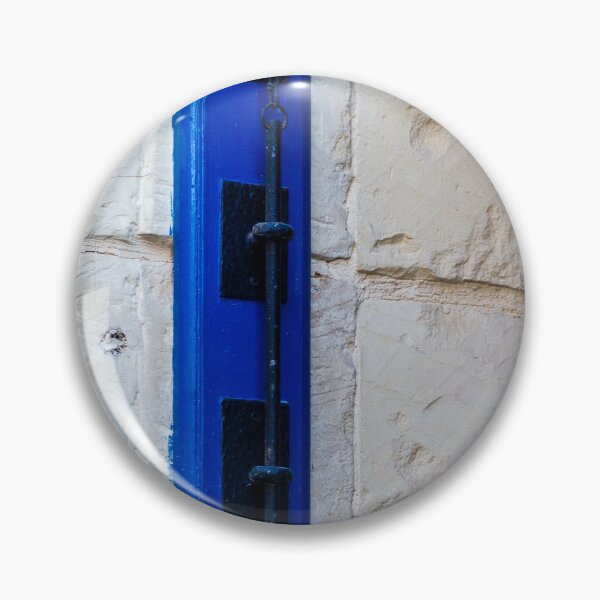 Item preview, Rustic Blue Door Bolt and Iron Latch Mounted on Textured Stone Wall, Vintage Hardware Detail designed and sold by Nmallia.