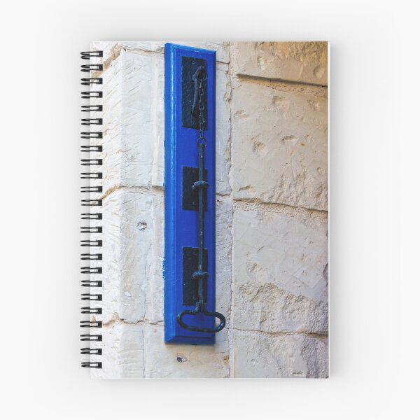 Item preview, Rustic Blue Door Bolt and Iron Latch Mounted on Textured Stone Wall, Vintage Hardware Detail designed and sold by Nmallia.
