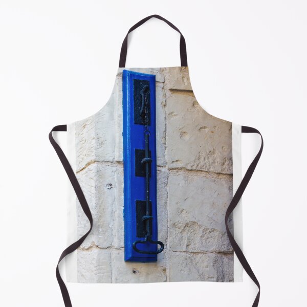 Item preview, Rustic Blue Door Bolt and Iron Latch Mounted on Textured Stone Wall, Vintage Hardware Detail designed and sold by Nmallia.