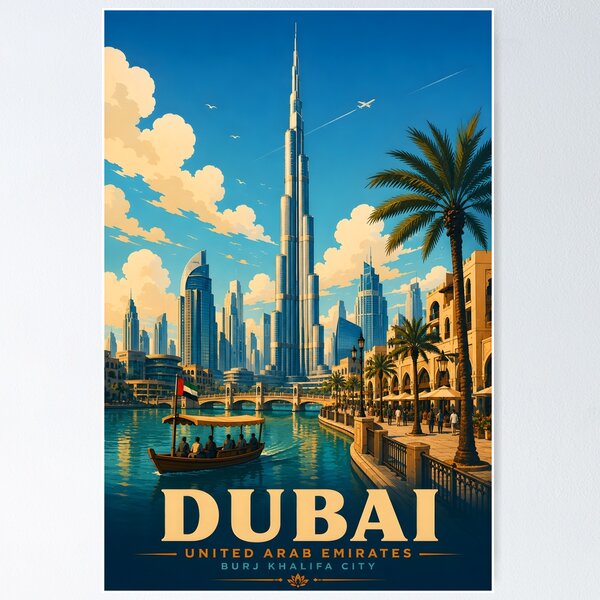 Item preview, Dubai United Arab Emirates Vintage Travel Poster designed and sold by TAOptimus .