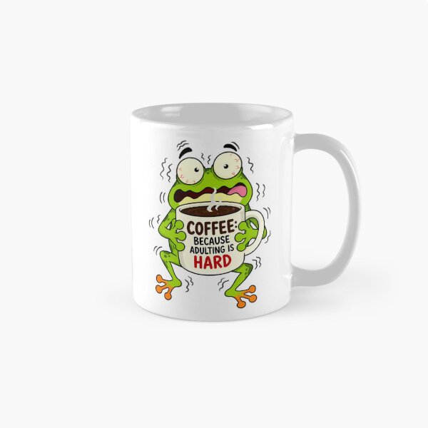 Item preview, Panicked Frog Holding Coffee Mug designed and sold by Linework Studio.