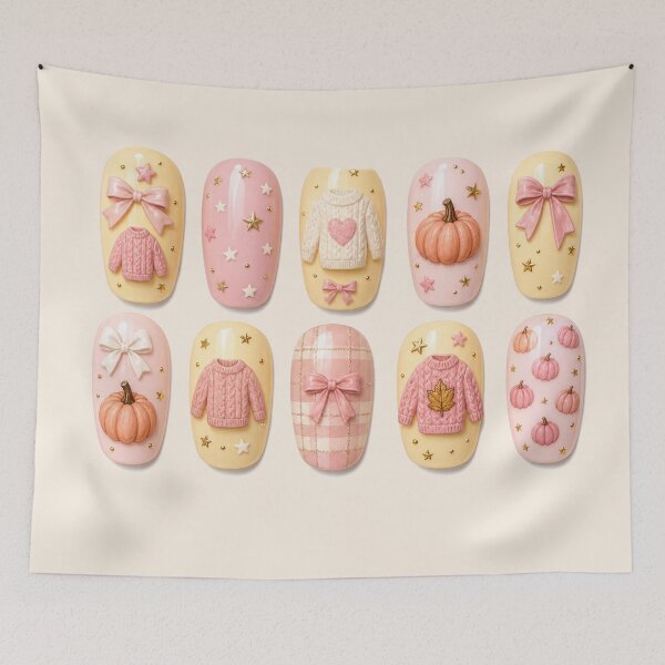 Item preview, Coquette Fall Nails Pumpkin Sweater Bow Aesthetic designed and sold by Yellowriversss.