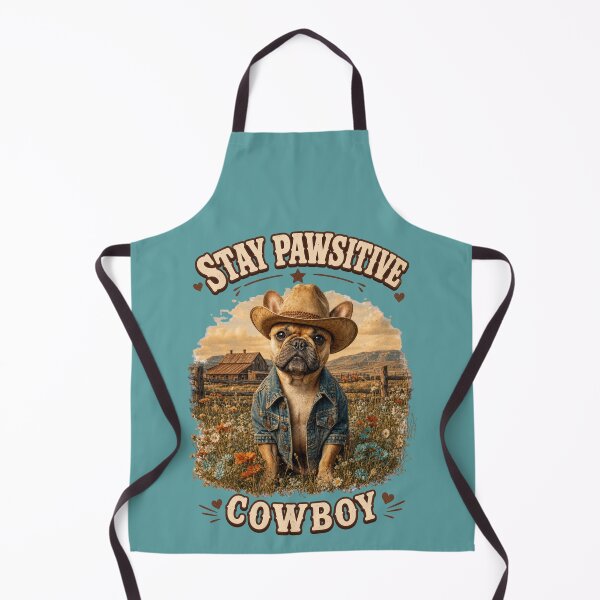 Item preview, Vintage Cowboy Frenchie Stay Pawsitive Wildflower Western Dog designed and sold by Rosie's Wildflower Boutique.