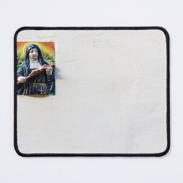 Item preview, Ceramic Saint Plaque Religious Icon of a Nun Holding a Crucifix on a White Wall designed and sold by Nmallia.