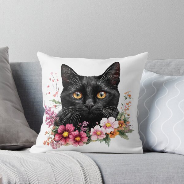 Item preview, Black Cat Among Flowers – Elegant Floral Cat designed and sold by Awarrie.