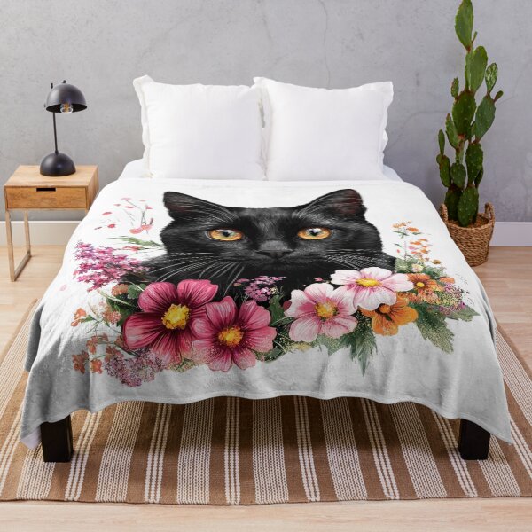 Item preview, Black Cat Among Flowers – Elegant Floral Cat designed and sold by Awarrie.