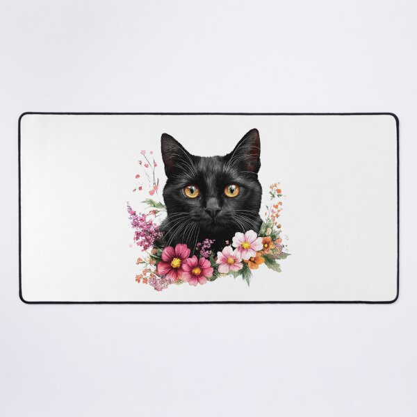 Item preview, Black Cat Among Flowers – Elegant Floral Cat designed and sold by Awarrie.