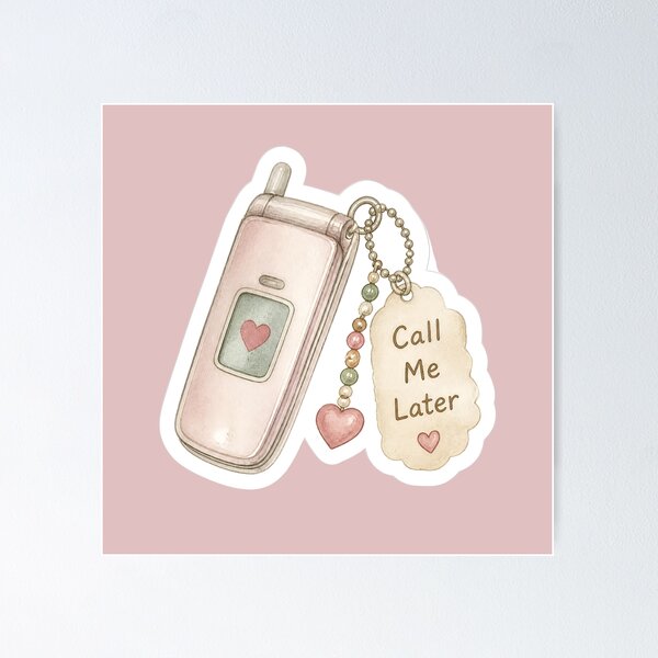Item preview, Call Me Later – Y2K Flip Phone Keychain Sticker designed and sold by ManggaeJM.