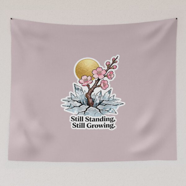 Item preview, Still Standing Still Growing – Cherry Blossom Crystal Ice Resilience Sticker designed and sold by Ideeplyfeltit.
