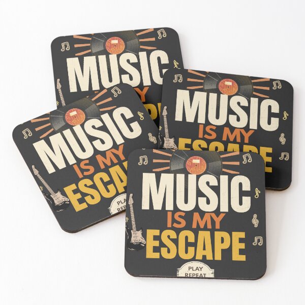 Item preview, Music Is My Escape Vintage Vinyl Record Guitar T-Shirt designed and sold by Uvclick.