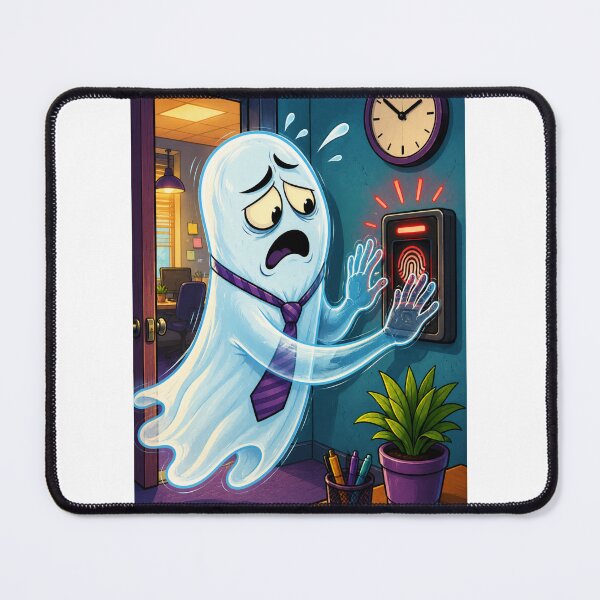Item preview, Ghost Can’t Clock In Funny Office Ghost Cartoon designed and sold by ComedyInkFactor.