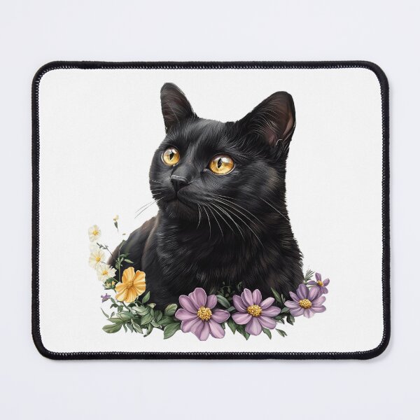 Item preview, Black Cat Among Flowers – Golden Eyes Floral Cat designed and sold by Awarrie.