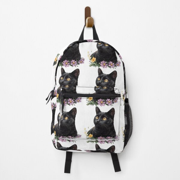 Item preview, Black Cat Among Flowers – Golden Eyes Floral Cat designed and sold by Awarrie.