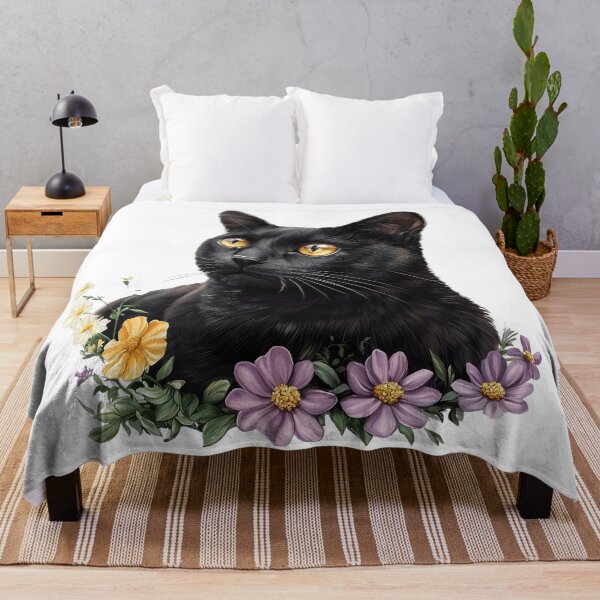 Item preview, Black Cat Among Flowers – Golden Eyes Floral Cat designed and sold by Awarrie.