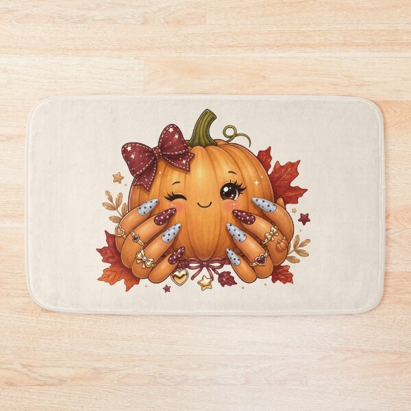 Item preview, Cute Pumpkin Holding Fall Nails Coquette Halloween designed and sold by Yellowriversss.