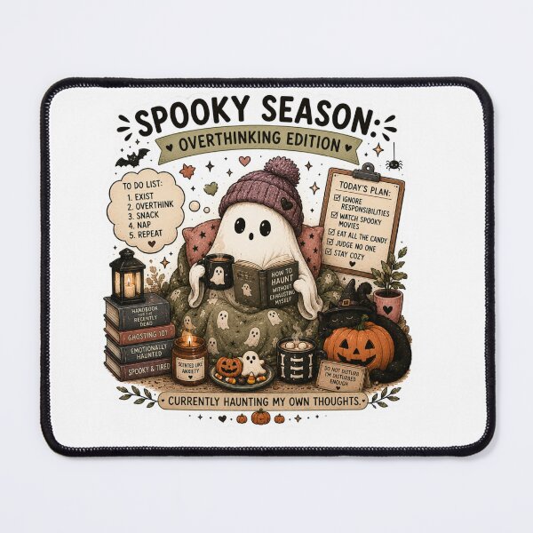 Item preview, Spooky Season Overthinking Edition Cute Ghost Halloween Art designed and sold by DreamyBrushArt.