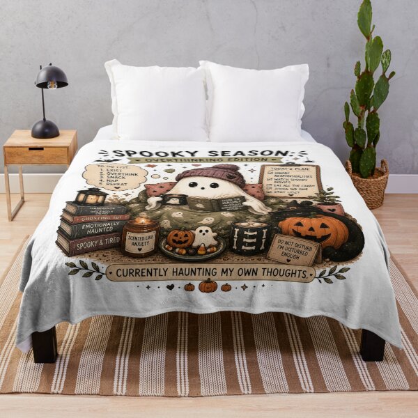 Item preview, Spooky Season Overthinking Edition Cute Ghost Halloween Art designed and sold by DreamyBrushArt.