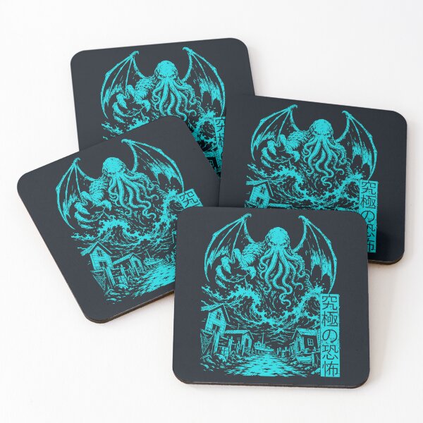 Item preview, Retro Japanese Cthulhu Kaiju Terror Cyan Vintage Style Streetwear designed and sold by ShirtRemarks.