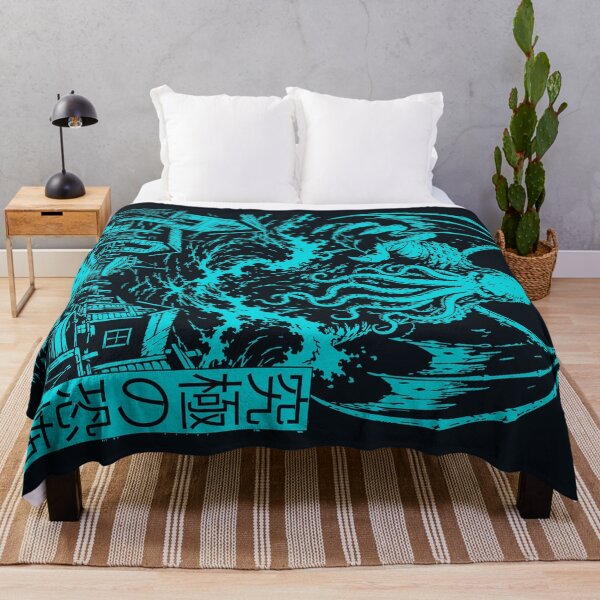 Item preview, Retro Japanese Cthulhu Kaiju Terror Cyan Vintage Style Streetwear designed and sold by ShirtRemarks.