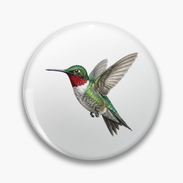 Item preview, Ruby Throated Hummingbird Realistic Vintage Scientific Bird Illustration designed and sold by raedattia.