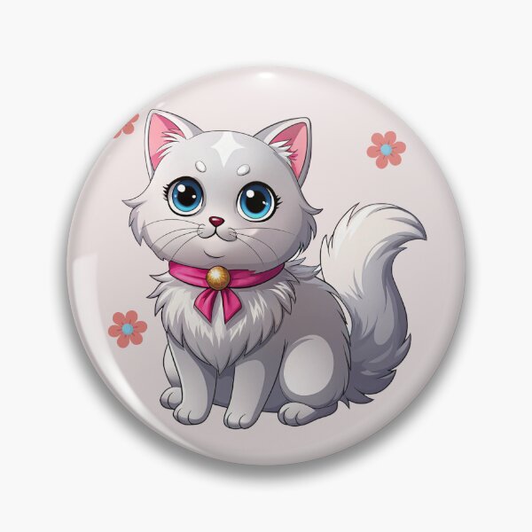 Item preview, Cute Kawaii White Persian Cat with Pink Ribbon | Chibi Cartoon Fluffy Kitty Illustration designed and sold by Mousy17.