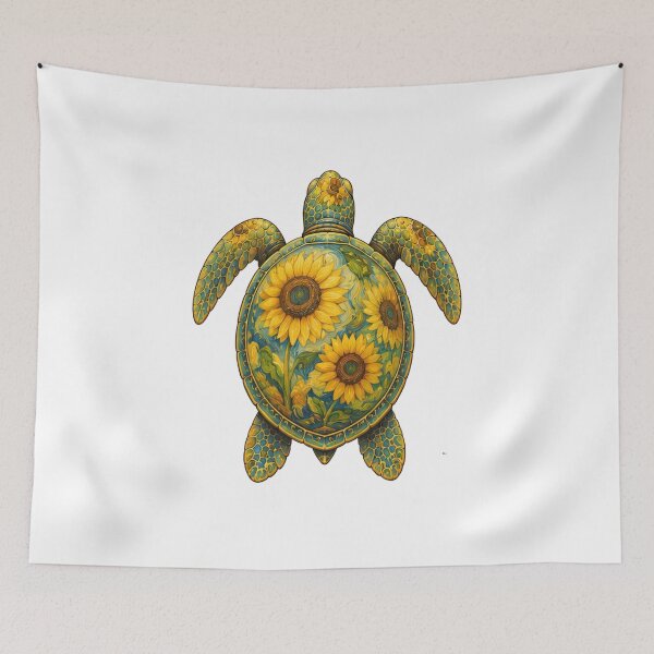 Item preview, Sunflower Sea Turtle | Ocean Sunflower Art Collection designed and sold by Zaru Art Studio.