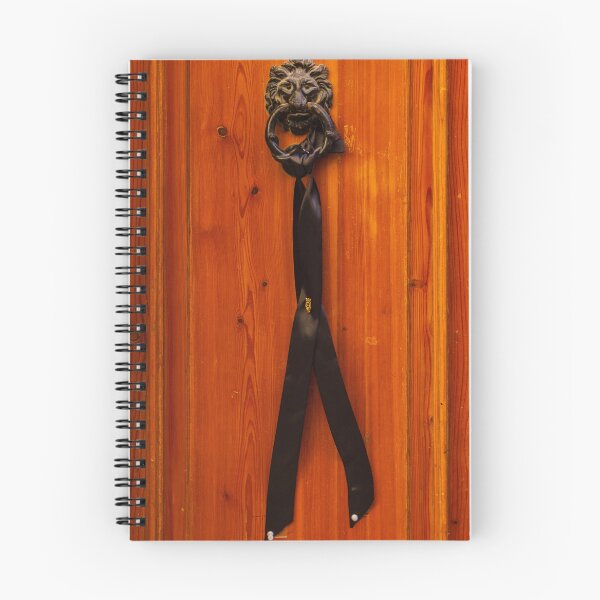 Item preview, Antique Lion Door Knocker With Black Mourning Ribbon On Rustic Wooden Door designed and sold by Nmallia.
