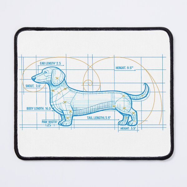 Item preview, Golden Ratio Dachshund Blueprint designed and sold by teemix.