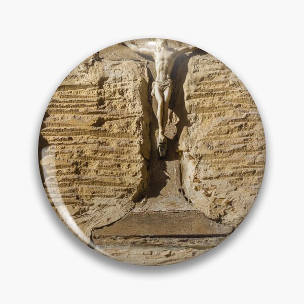 Item preview, Weathered Crucifix On Stucco Wall With Christ Figure In Sunlit Religious Relief designed and sold by Nmallia.