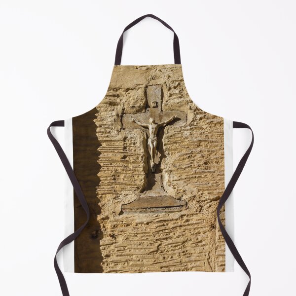 Item preview, Weathered Crucifix On Stucco Wall With Christ Figure In Sunlit Religious Relief designed and sold by Nmallia.