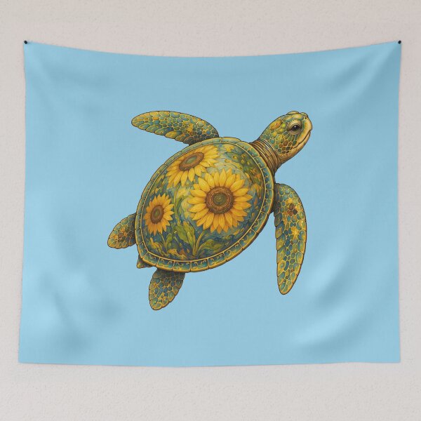 Item preview, Colorful Sunflower Turtle | Ocean Sunflower Art Collection designed and sold by Zaru Art Studio.