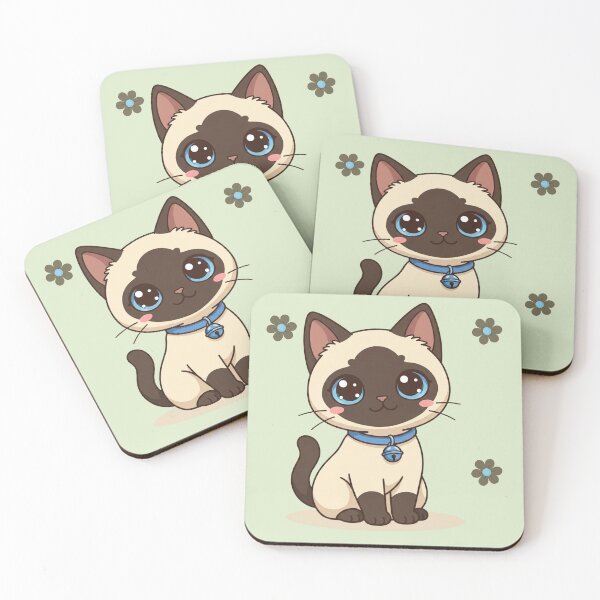 Item preview, Cute Kawaii Siamese Cat with Blue Collar | Chibi Cartoon Kitty Illustration designed and sold by Mousy17.