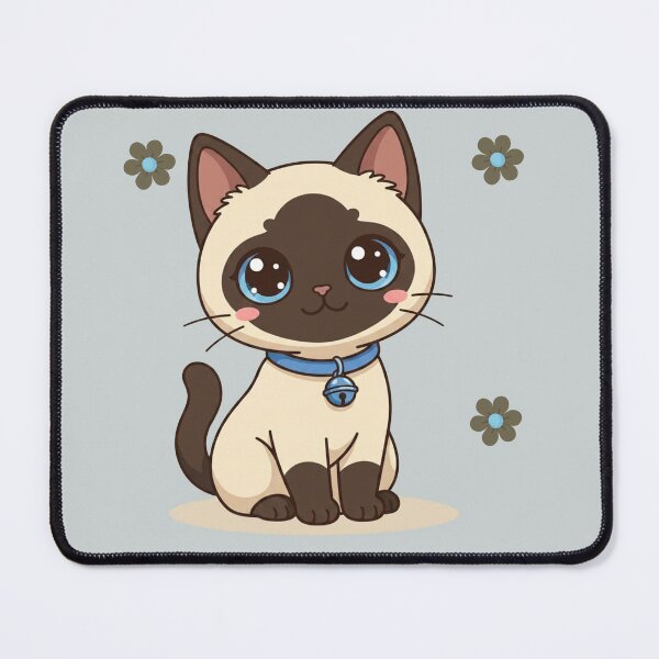 Item preview, Cute Kawaii Siamese Cat with Blue Collar | Chibi Cartoon Kitty Illustration designed and sold by Mousy17.