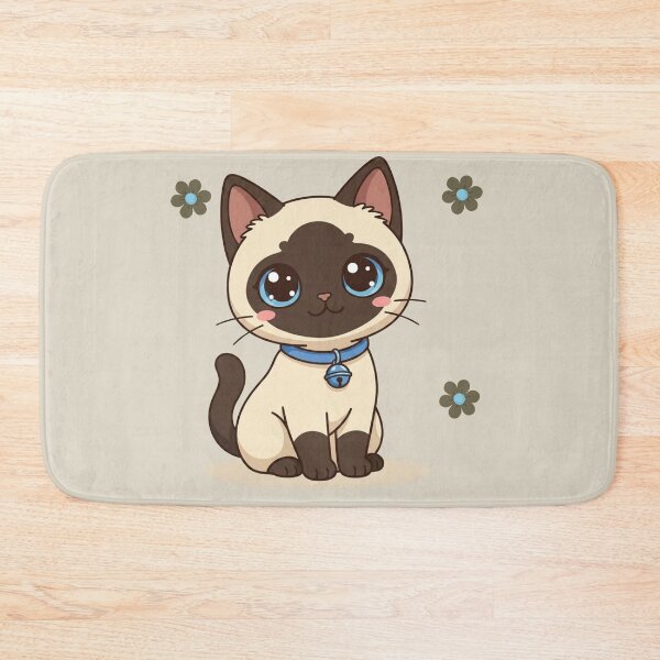 Item preview, Cute Kawaii Siamese Cat with Blue Collar | Chibi Cartoon Kitty Illustration designed and sold by Mousy17.