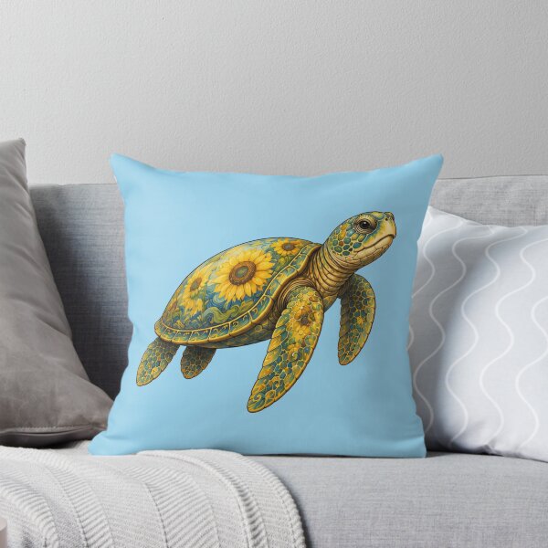 Item preview, Golden Sunflower Sea Turtle | Ocean Sunflower Art Collection designed and sold by Zaru Art Studio.