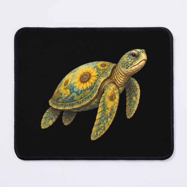 Item preview, Golden Sunflower Sea Turtle | Ocean Sunflower Art Collection designed and sold by Zaru Art Studio.