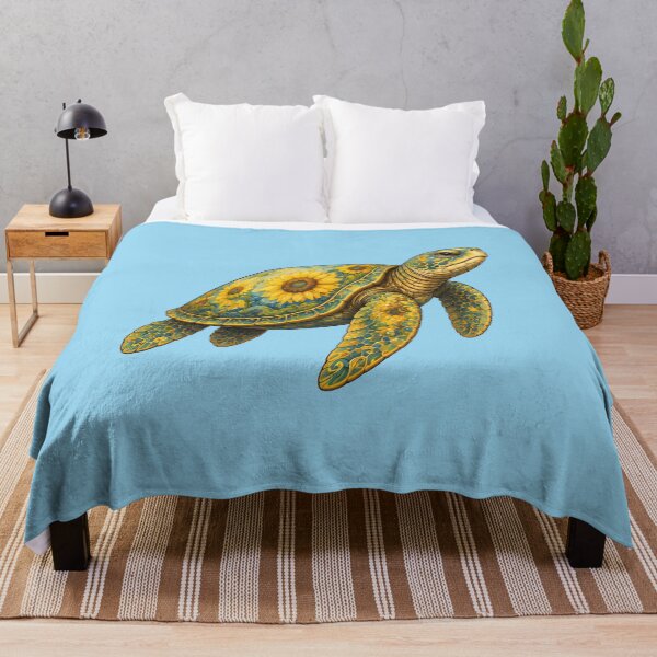 Item preview, Golden Sunflower Sea Turtle | Ocean Sunflower Art Collection designed and sold by Zaru Art Studio.