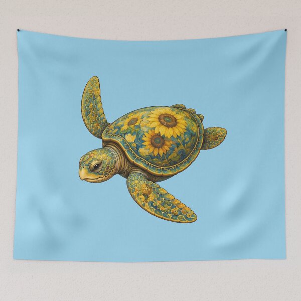 Item preview, Floral Sea Turtle | Ocean Sunflower Art Collection designed and sold by Zaru Art Studio.