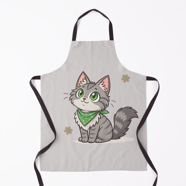 Item preview, Cute Kawaii Gray Maine Coon Cat with Green Bandana | Chibi Cartoon Fluffy Kitty Illustration designed and sold by Mousy17.