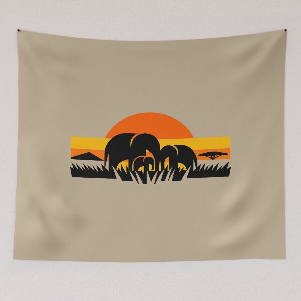 Item preview, Elphant Family at Sunset - African Safari Wildlife Graphic designed and sold by JonelCrafts.