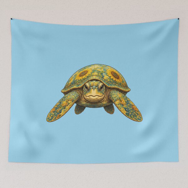 Item preview, Sunflower Turtle Portrait | Ocean Sunflower Art Collection designed and sold by Zaru Art Studio.