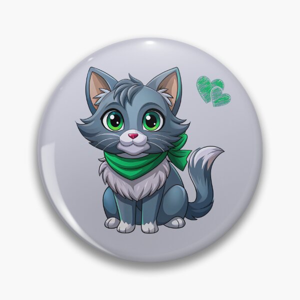 Item preview, Cute Kawaii Blue Maine Coon Cat with Green Bandana | Chibi Cartoon Kitty Illustration designed and sold by Mousy17.