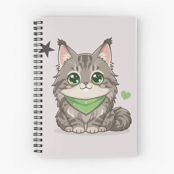 Item preview, Cute Kawaii Maine Coon Cat with Green Bandana | Chibi Cartoon Kitty Illustration designed and sold by Mousy17.